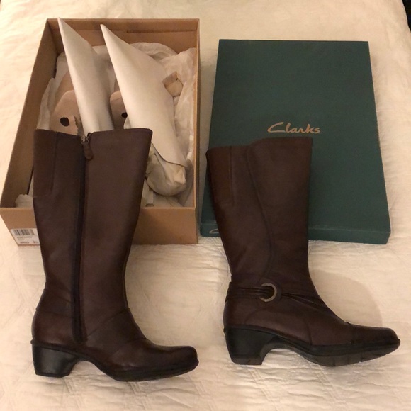 Clarks Shoes - Clarks Wish Excite tall leather brow boot sz 8.5